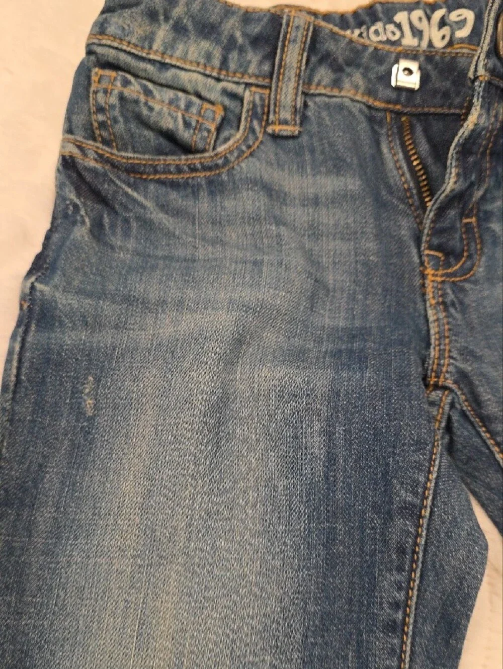 GAP Boyfriend Jeans in Medium Blue Distressed Wash